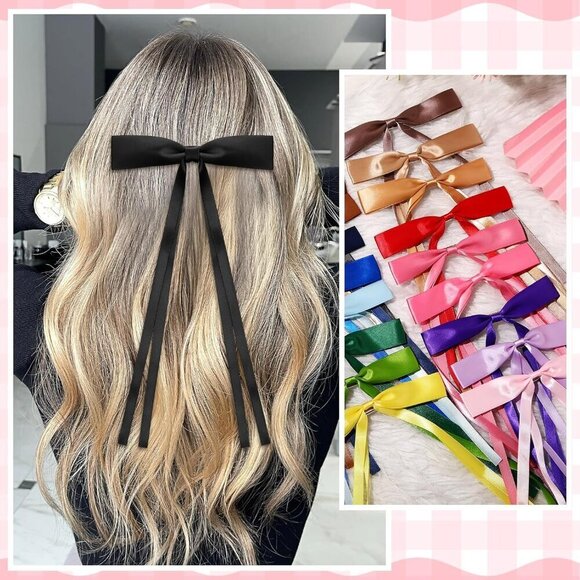 Hair Bow Clips Bulk Ribbon Satin Tassel Hair Accessories 60 Pack for Women Girls main image 4